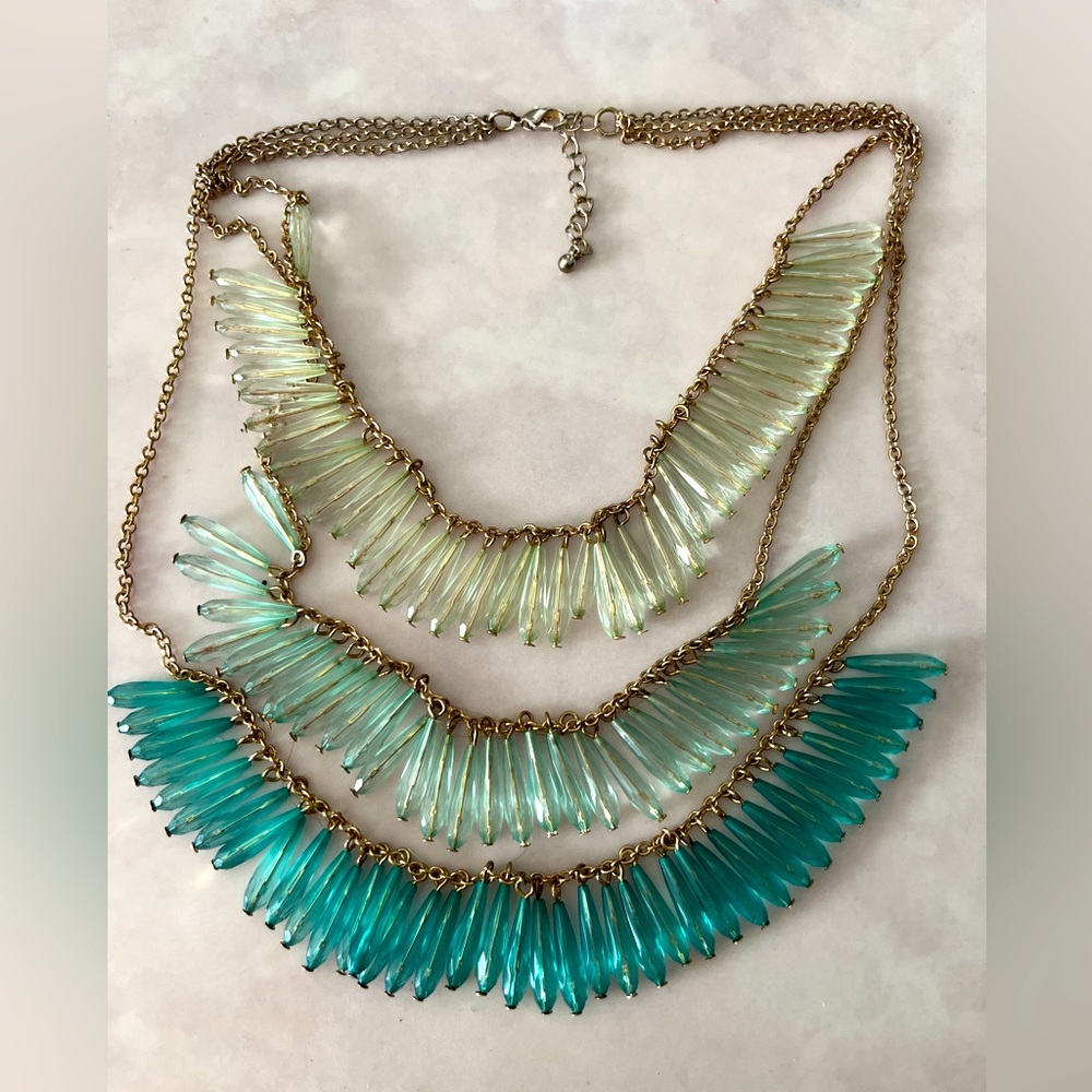 Ombré green and gold statement necklace